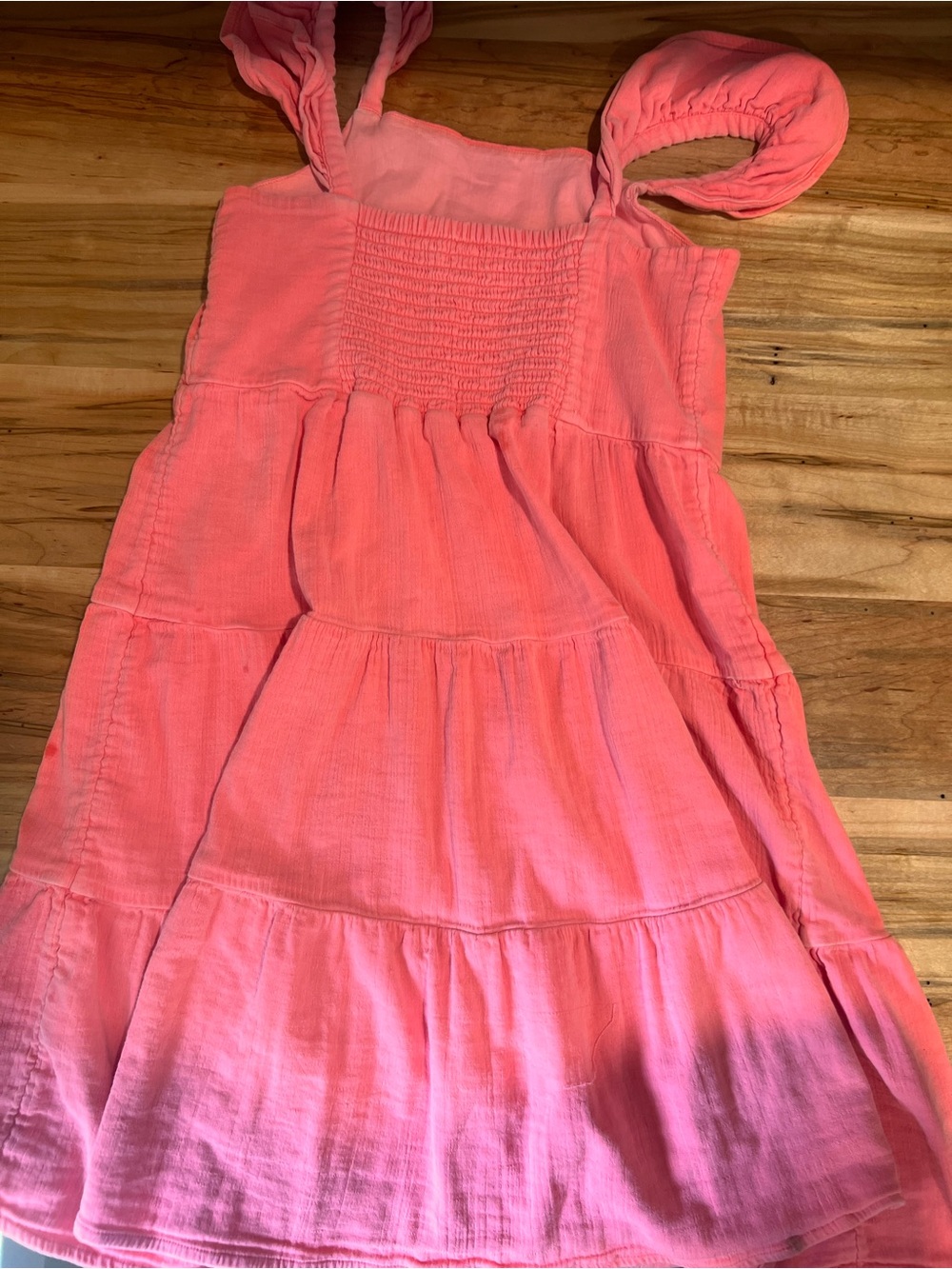 Vineyard Vines Girls Coral Tiered Cotton Dress Sz 10 Puff Sleeve Summer Beach - Picture 5 of 9
